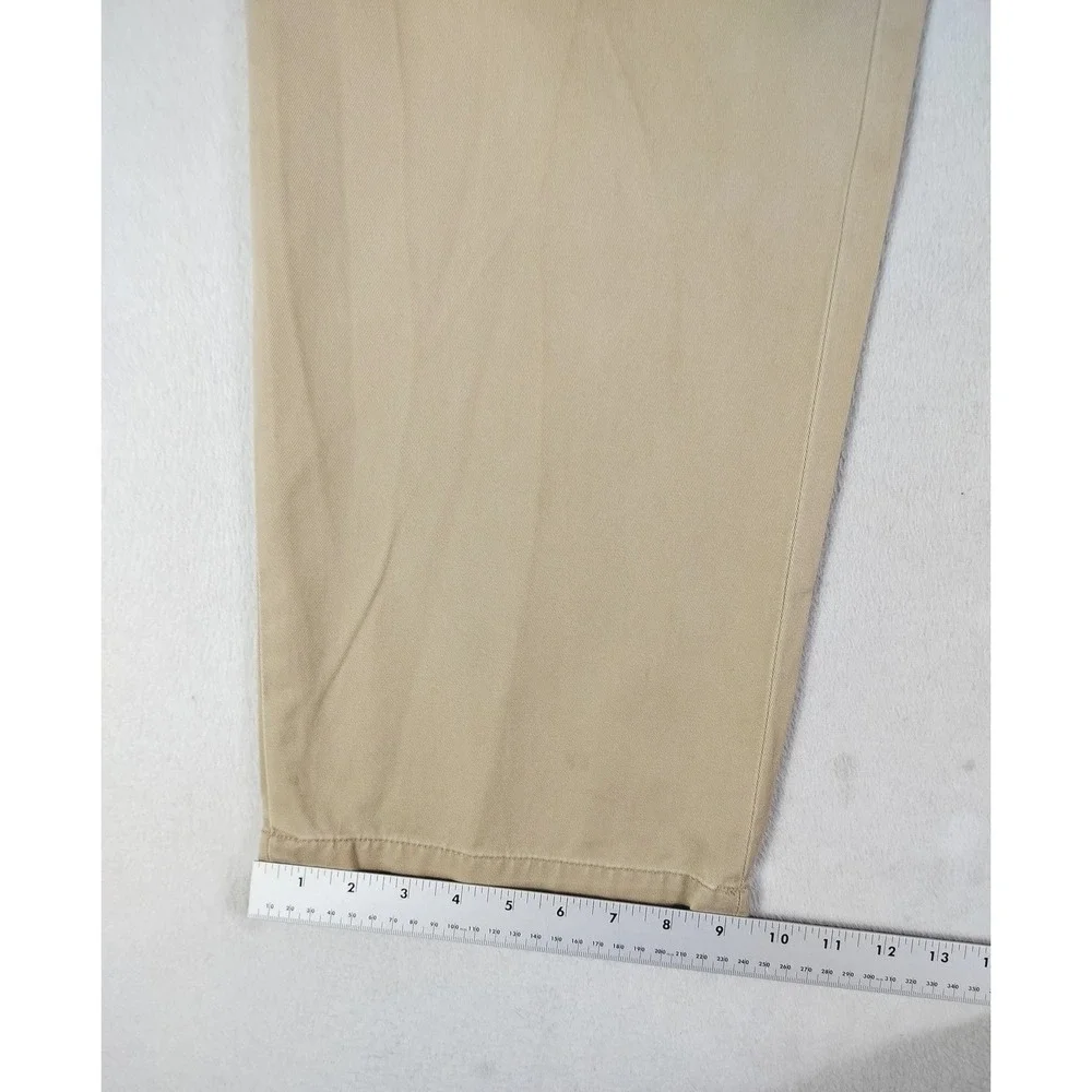 Vintage Polo Ralph Lauren Pants Mens 42 Beige Cotton Chino Flat Front Casual